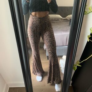 Leopard print bell bottom pants (large)